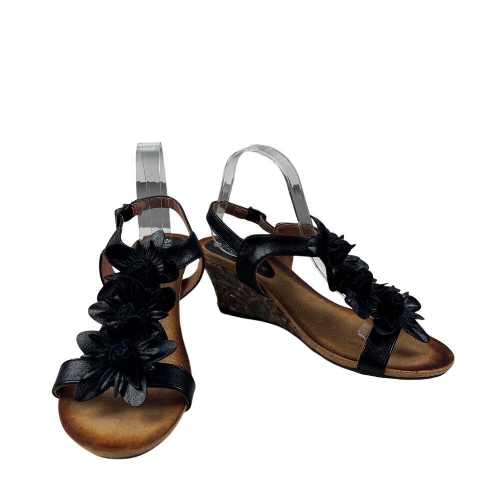 Patrizia by Spring Step Harlequin 3D Floral Sequin Wedge Heels Sandals Women's 9